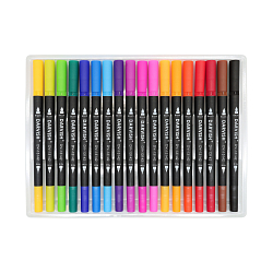 DV-13142-18 Набор маркеров для скетчинга двусторонние, 18 цветов, кисть+линер 0,4мм, Darvish