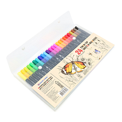 DV-13142-24 Набор маркеров для скетчинга двусторонние, 24 цвета, кисть+линер 0,4мм, Darvish