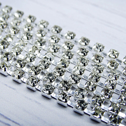 ЦС001СЦ3 Стразовые цепочки (серебро), цвет: белый, размер 3 мм, 30 см/упак.