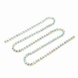 ЦС002СЦ2 Стразовые цепочки (серебро), цвет: белый с AB покрытием, размер 2 мм, 30 см/упак.
