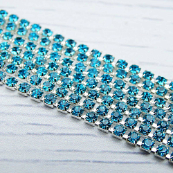 ЦС003СЦ2 Стразовые цепочки (серебро), цвет: ярко-голубой, размер 2 мм, 30 см/упак.