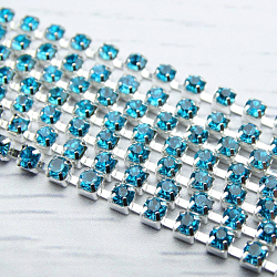 ЦС003СЦ3 Стразовые цепочки (серебро), цвет: ярко-голубой, размер 3 мм, 30 см/упак.