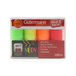 734463 Набор швейных нитей Sew-All 100 м, 4 цвета NEON Gutermann