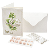 Набор для поздравления 'Открытка 'Свадебная' в конверте' 12*17 см, с декоративными наклейками 2 шт