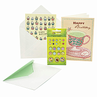 Набор для поздравления 'Открытки 'С Днем Рождения' в конверте' 12*17 см 2 шт, с набором брадсов