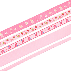 Набор репсовых лент 5 шт, 45 м (2 шт по 18 м и 3 шт по 3 м), цвет розовый