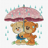 B1178 Набор для вышивания 'Медвежата под зонтиком' 17,5*18,5см, Luca-S