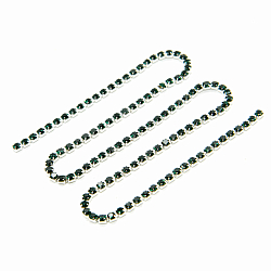 ЦС010СЦ2 Стразовые цепочки (серебро), цвет: изумрудный, размер 2 мм, 30 см/упак.