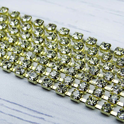 ЦС001ЗЦ2 Стразовые цепочки (золото), цвет: белый, размер 2 мм, 30 см/упак.