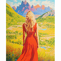 Cr 450145 Алмазная мозаика 'Девушка в красном платье', 40х50, Cristyle
