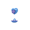 Пуговица 'Сердце с цветком' 24L (15мм) на ножке, пластик 373/144 голубой/фиолетовый
