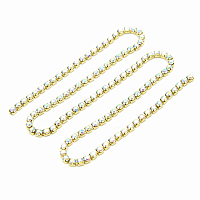 ЦС002ЗЦ2 Стразовые цепочки (золото), цвет: белый с AB покрытием, размер 2 мм, 30 см/упак.