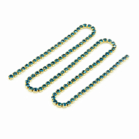 ЦС004ЗЦ2 Стразовые цепочки (золото), цвет: лазурный, размер 2 мм, 30 см/упак.
