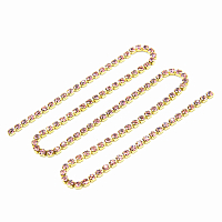 ЦС006ЗЦ2 Стразовые цепочки (золото), цвет: розовый, размер 2 мм, 30 см/упак.