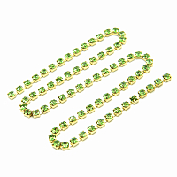 ЦС009ЗЦ3 Стразовые цепочки (золото), цвет: зеленый, размер 3 мм, 30 см/упак.