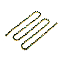 ЦС010ЗЦ2 Стразовые цепочки (золото), цвет: изумрудный, размер 2 мм, 30 см/упак.