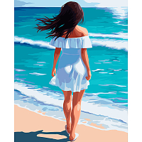 S087 - Набор для рисования по номерам 'Девушка на берегу моря', 40*50см, Cristyle