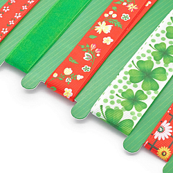Ленты декоративные 'Красно-зеленый цветочный орнамент', ширина 15-25 мм, длина 1 м, 5 шт