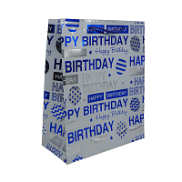 SR069 Пакет подарочный ламинированный 'Happy Birthday', 32*26*12см