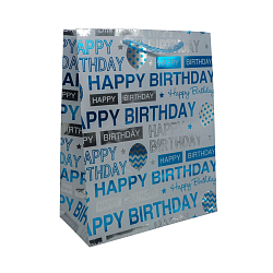 SR069 Пакет подарочный ламинированный 'Happy Birthday', 32*26*12см