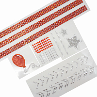 Набор декоративных наклеек со стразами 'Воздушный шарик, звезды, бусинки, галочки'