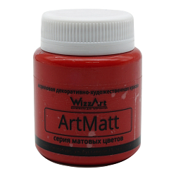 Краска акриловая, матовая ArtMatt, красный, 80мл, Wizzart